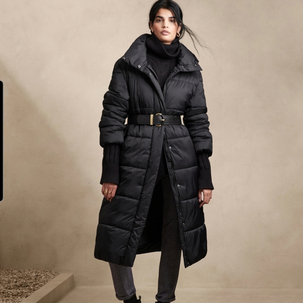 Banana Republic Factory Black Water Resistant Puffer Coat